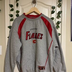 Calgary Flames Crewneck Sweater - Gray and Red